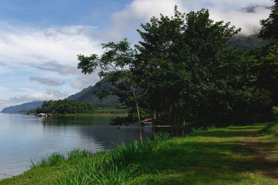 Scenic view of lake against sky