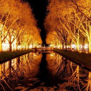 Bridge over river at night