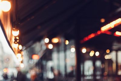 Defocused image of illuminated lights at night