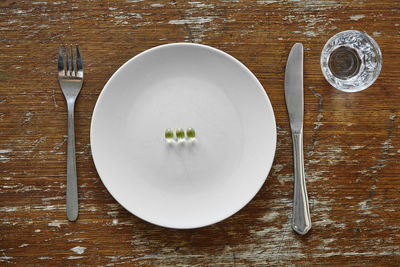 High angle view of bread in plate on table