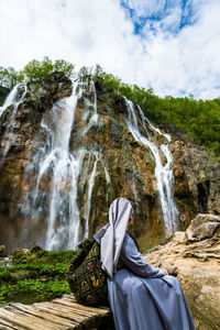 Scenic view of waterfall