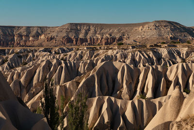 Panoramic view of rock formations on landscape against sky