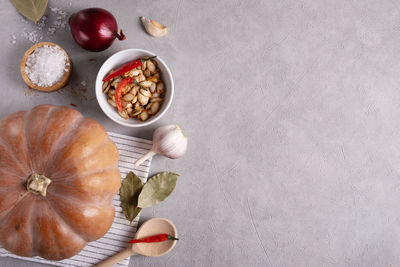 Directly above shot of christmas decorations on table