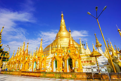 Low angle view of pagoda against sky