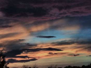 Low angle view of cloudy sky during sunset