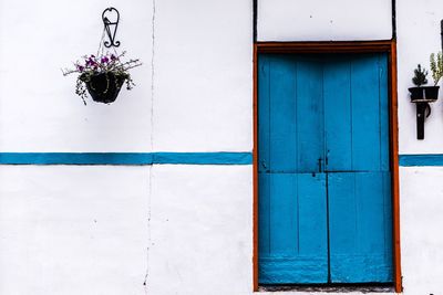 Closed door of building