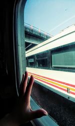 Close-up of train at railroad station