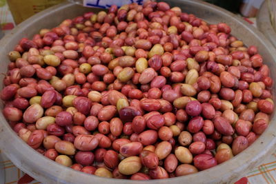 High angle view of fruits for sale in market