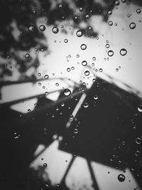 Close-up of water drops on glass