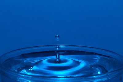 Close-up of drop falling in water