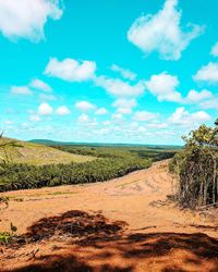 Scenic view of land against sky