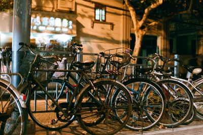 Bicycles parked outside building