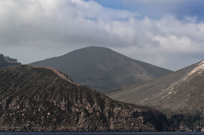 Scenic view of mountains against sky in lipari island