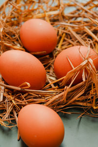 Close-up of eggs in basket