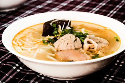 Close-up of soup in bowl