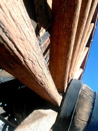 Low angle view of wooden wall