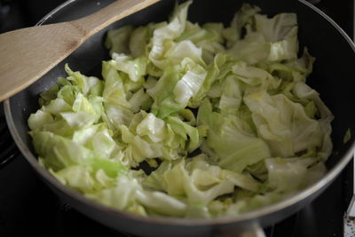 High angle view of chopped vegetables in bowl