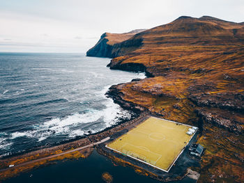 High angle view of sea against sky