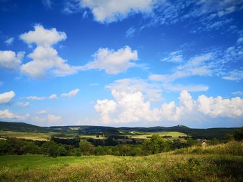 Scenic view of land against sky