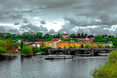 Bridge over river against sky