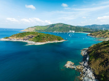 High angle view of sea against sky