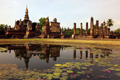 Reflection of buildings in lake