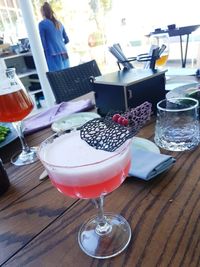 Close-up of drinks on table