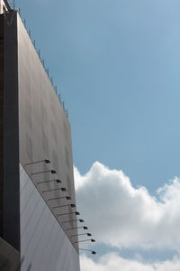 Low angle view of a building against sky with blank adv area and copy space