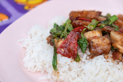 Close-up of meal served in plate