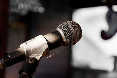 Close-up of old microphone