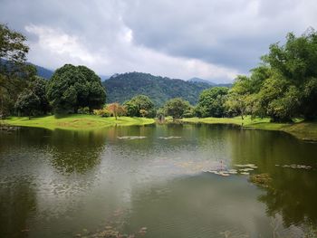 Scenic view of lake against sky