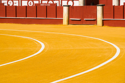 High angle view of basketball court