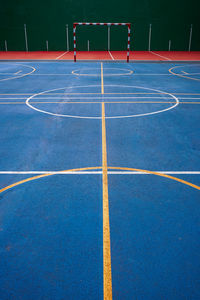 High angle view of soccer field