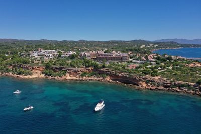 Scenic view of sea against clear sky