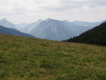 Scenic view of mountains against sky