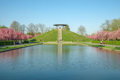 Scenic view of lake against clear sky