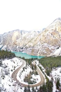High angle view of trees against clear sky