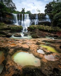 Scenic view of waterfall