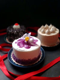 Close-up of cupcakes on table