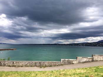 View of sea against cloudy sky