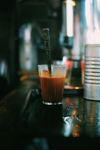 Close-up of coffee served on table in restaurant