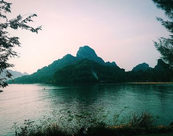 Scenic view of lake against clear sky