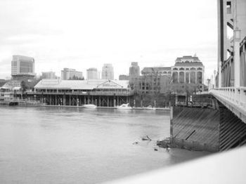 View of river with buildings in background