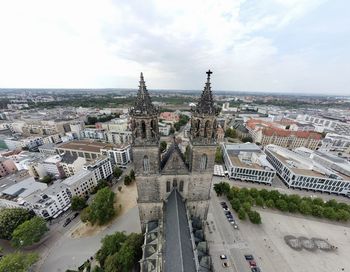 High angle view of townscape against sky