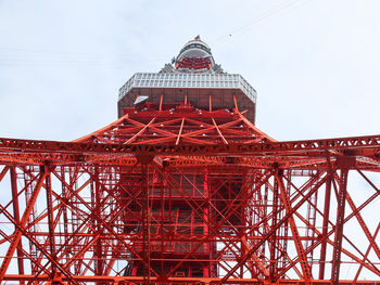 Low angle view of tokyo tower against sky