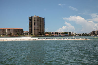 Sandbar where birds breed along caxambas island off the coast of marco island, florida in the summer