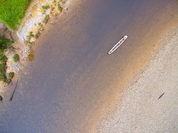 High angle view of road on beach