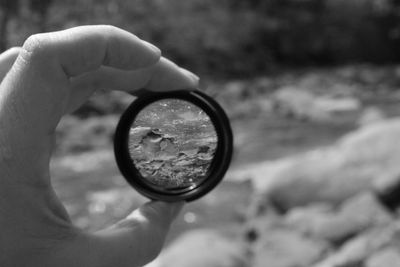 Close-up reflection of stones in mirror