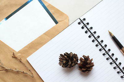 High angle view of pencil on table