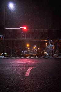 View of city street at night